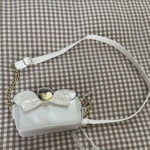 Loungefly Cream Crossbody Bag with Gold Heart and Bow